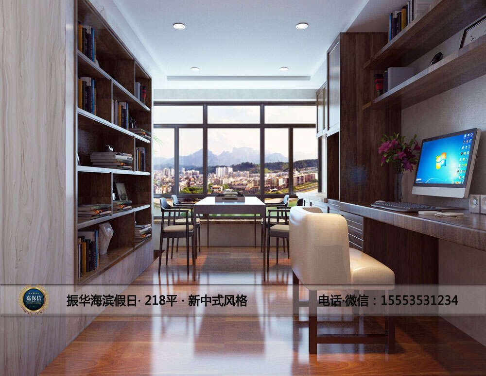 开发区振华海滨假日218平四室两厅新中式风格效果图(4)