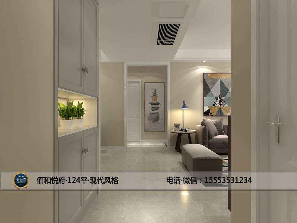 开发区佰和悦府124平三室两厅现代风格效果图 (3)