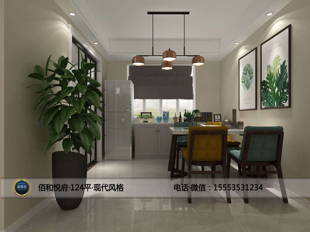 开发区佰和悦府124平三室两厅现代风格效果图 (4)