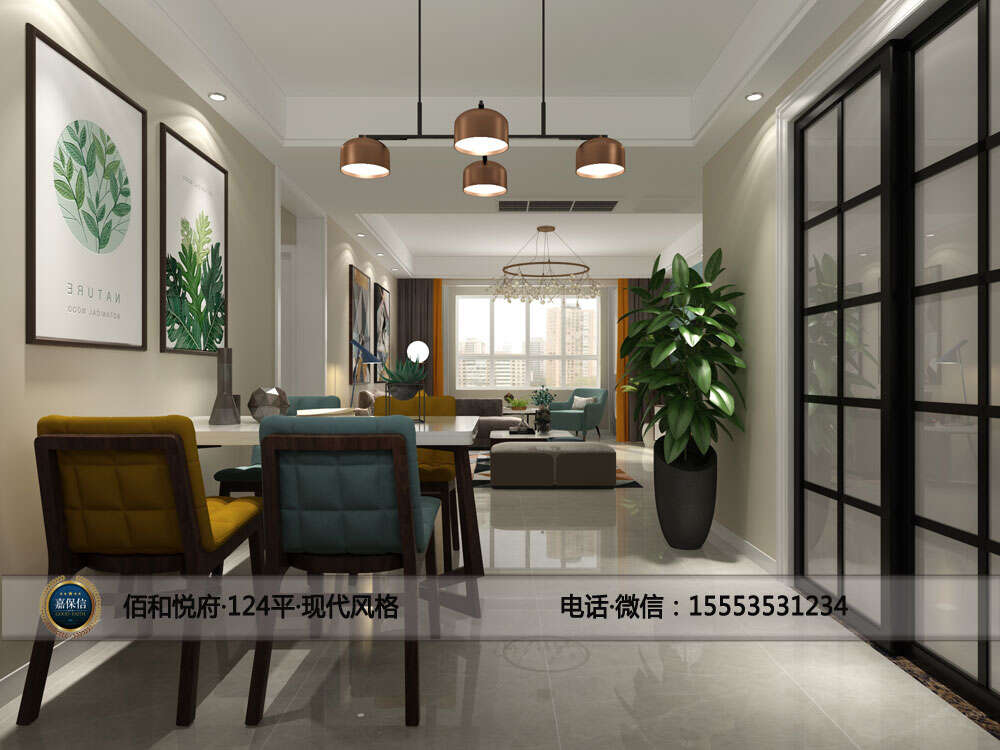 开发区佰和悦府124平三室两厅现代风格效果图 (5)